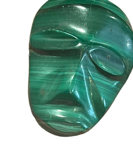 Antique Finely Carved Mexico Mask Malachite Pendant Tribal Heavy stone