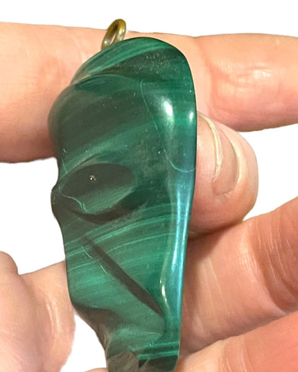 Antique Finely Carved Mexico Mask Malachite Pendant Tribal Heavy stone
