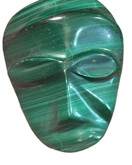 Antique Finely Carved Mexico Mask Malachite Pendant Tribal Heavy stone