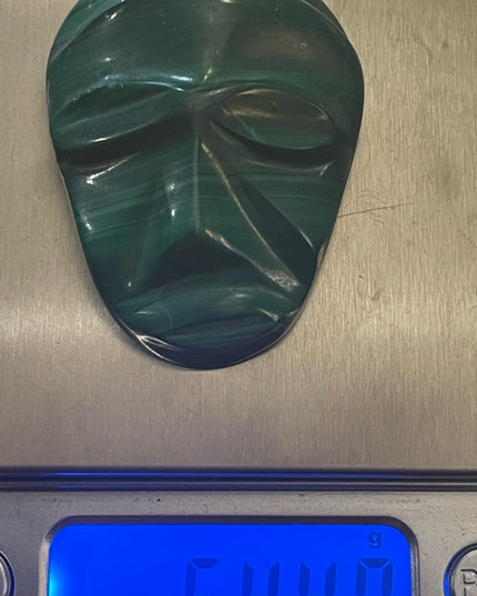 Antique Finely Carved Mexico Mask Malachite Pendant Tribal Heavy stone