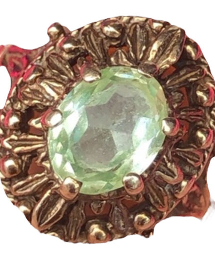 Antique Vaseline Glass 10k Gold ring green Uranium glass