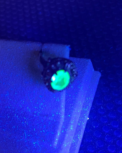 Antique Vaseline Glass 10k Gold ring green Uranium glass