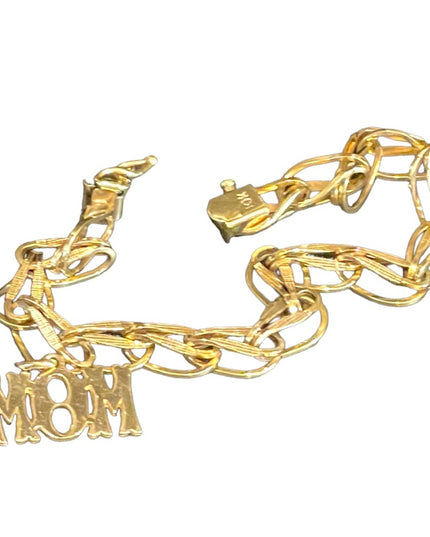Vintage Solid 10k Gold Charm bracelet with MOM charm