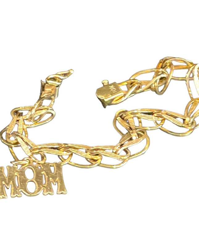 Vintage Solid 10k Gold Charm bracelet with MOM charm