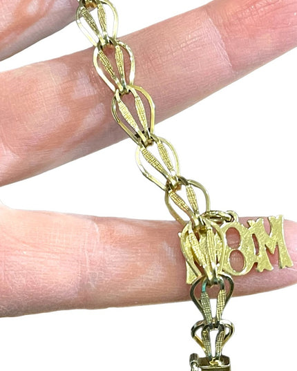 Vintage Solid 10k Gold Charm bracelet with MOM charm