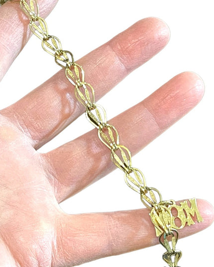 Vintage Solid 10k Gold Charm bracelet with MOM charm