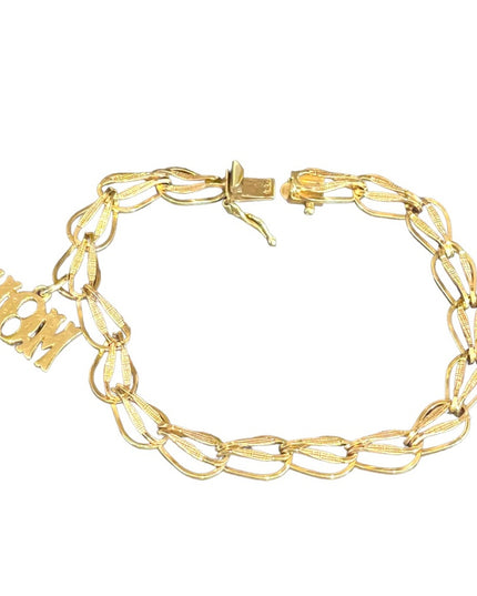 Vintage Solid 10k Gold Charm bracelet with MOM charm