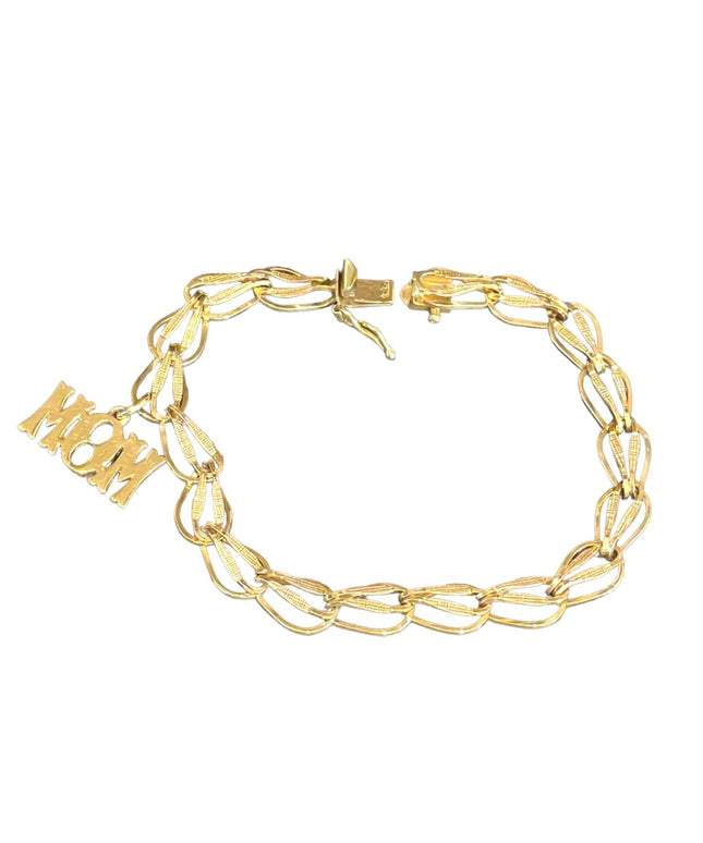 Vintage Solid 10k Gold Charm bracelet with MOM charm
