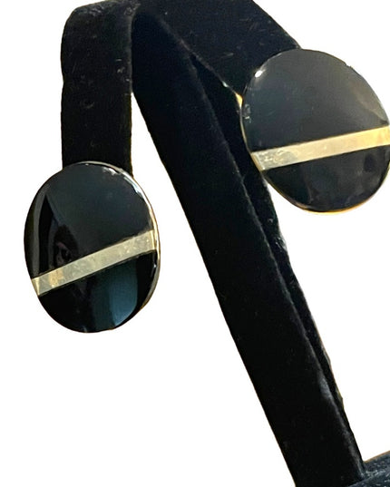 Norwegian Design ND Sterling silver black onyx Modernist earrings