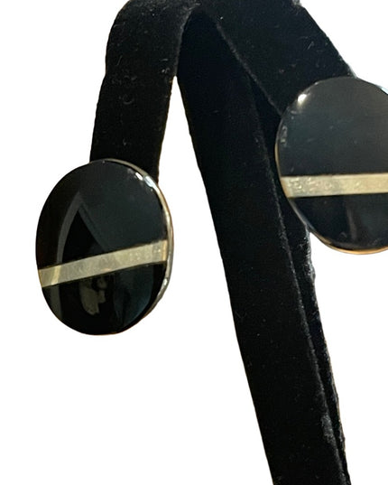 Norwegian Design ND Sterling silver black onyx Modernist earrings