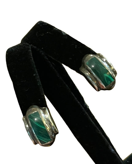 Vintage sterling silver 925 Malachite earrings Mexico