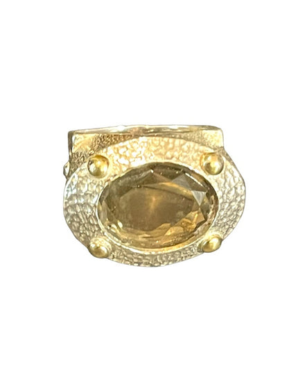Stunning Smokey Topaz sterling silver artisan Israel VLD hefty designer ring