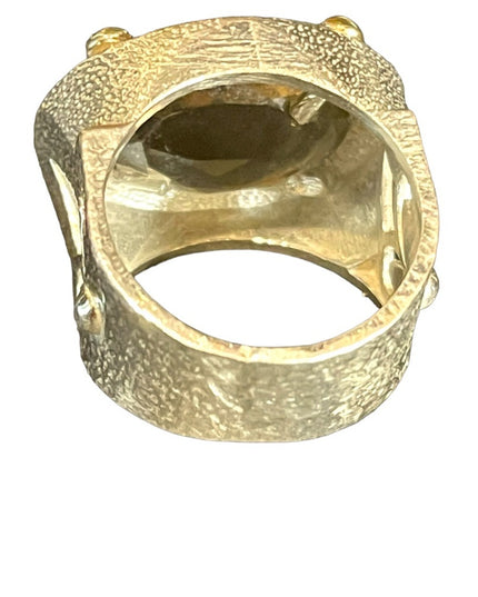 Stunning Smokey Topaz sterling silver artisan Israel VLD hefty designer ring