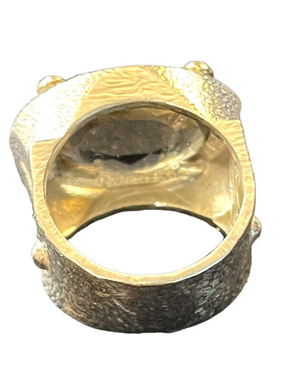 Stunning Smokey Topaz sterling silver artisan Israel VLD hefty designer ring
