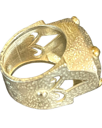 Stunning Smokey Topaz sterling silver artisan Israel VLD hefty designer ring