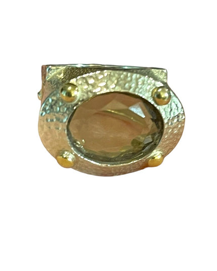 Stunning Smokey Topaz sterling silver artisan Israel VLD hefty designer ring