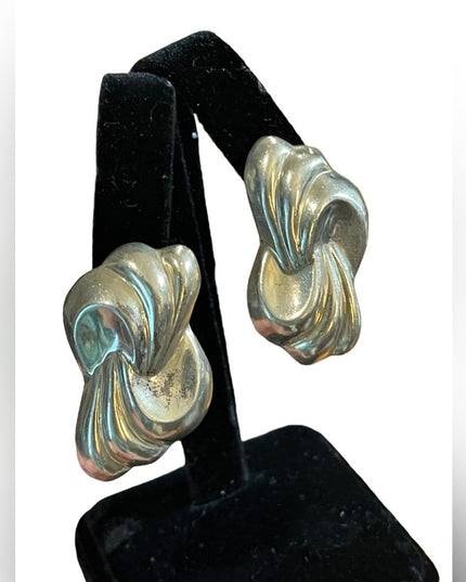 Vintage Sterling silver 925 Mexico Statement earrings swirl design Taxco