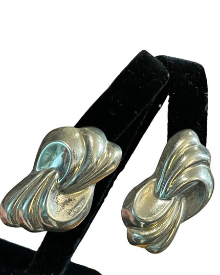 Vintage Sterling silver 925 Mexico Statement earrings swirl design Taxco