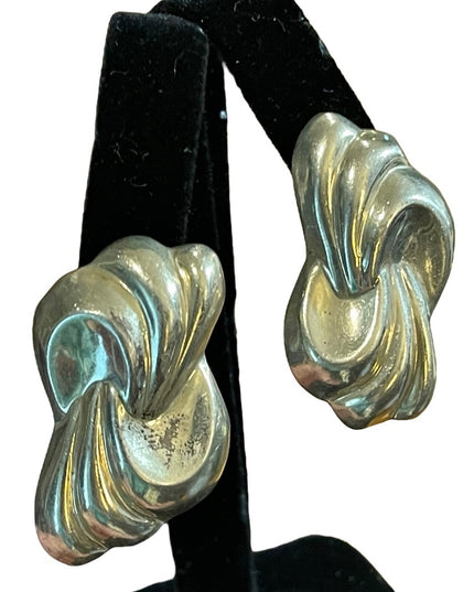 Vintage Sterling silver 925 Mexico Statement earrings swirl design Taxco