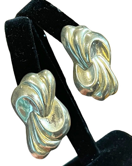 Vintage Sterling silver 925 Mexico Statement earrings swirl design Taxco