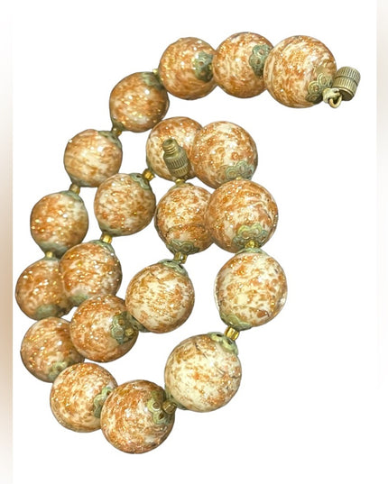 Vintage copper spun Italian Murano Venetian Bead necklace & earrings set