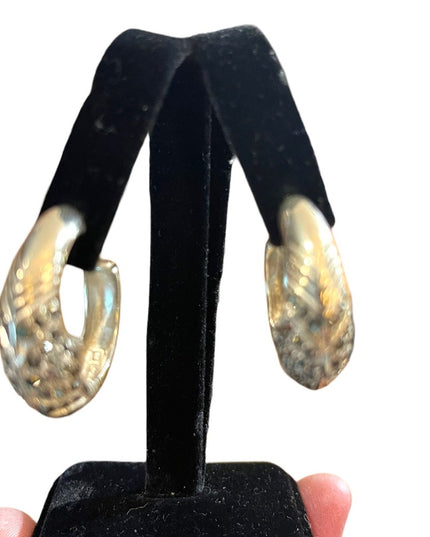 Solid 925 Sterling silver marcasite hoop earrings