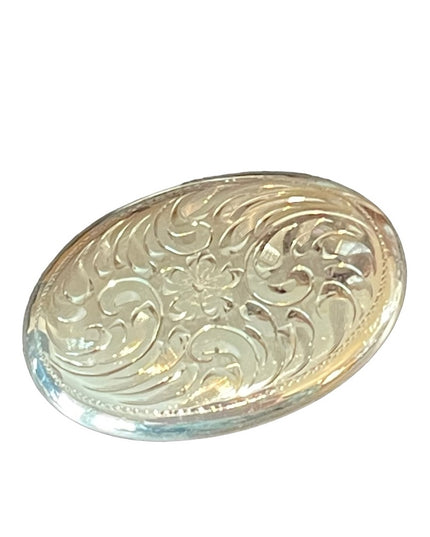 Vintage 1960s Etched SMIBO Sterling silver 925 Oval brooch