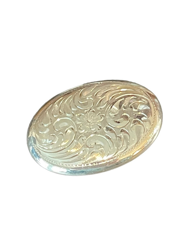Vintage 1960s Etched SMIBO Sterling silver 925 Oval brooch