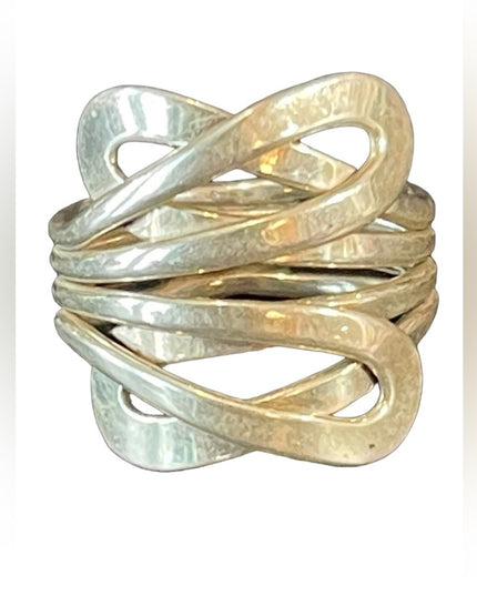 Sterling silver 925 ELL Multi layer wrap wide band ring