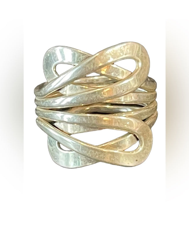 Sterling silver 925 ELL Multi layer wrap wide band ring