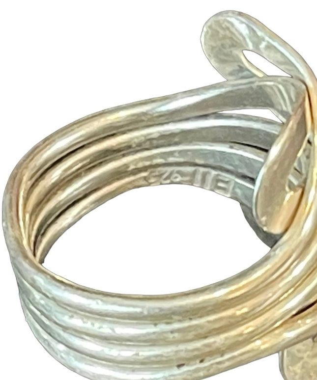 Sterling silver 925 ELL Multi layer wrap wide band ring