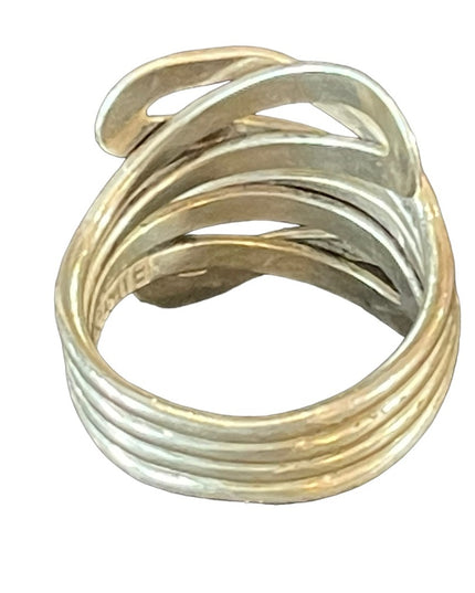 Sterling silver 925 ELL Multi layer wrap wide band ring