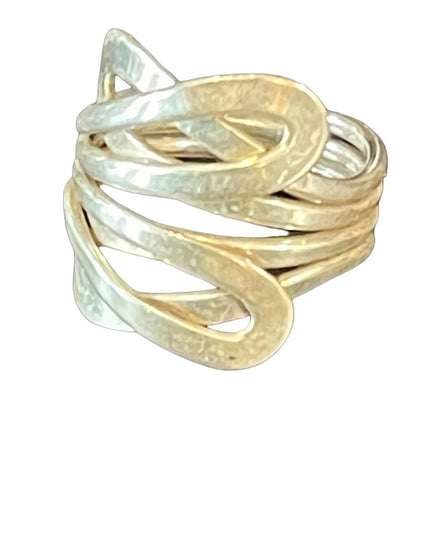 Sterling silver 925 ELL Multi layer wrap wide band ring