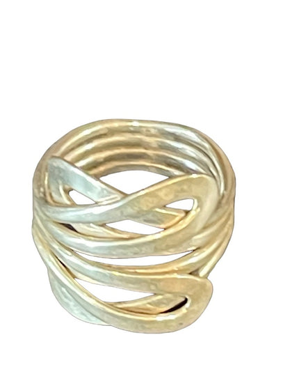 Sterling silver 925 ELL Multi layer wrap wide band ring