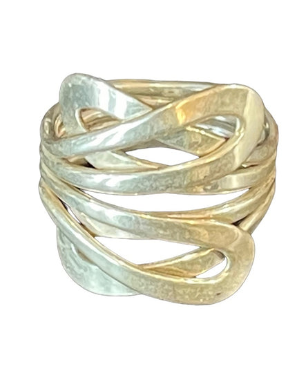 Sterling silver 925 ELL Multi layer wrap wide band ring