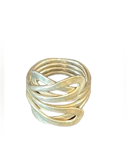 Sterling silver 925 ELL Multi layer wrap wide band ring
