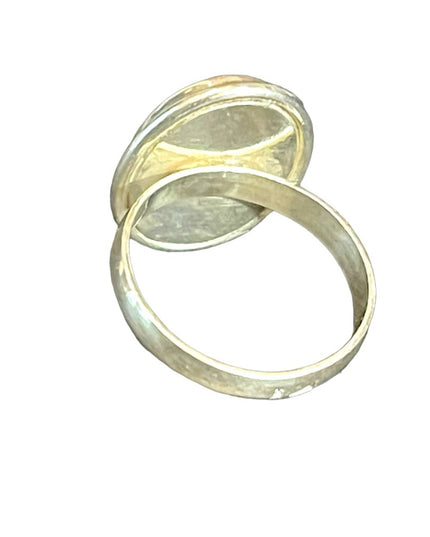 Stunning sterling silver 925 encased Abalone oval ring