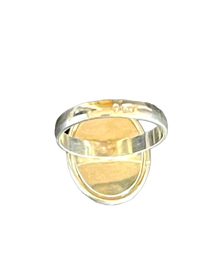 Stunning sterling silver 925 encased Abalone oval ring