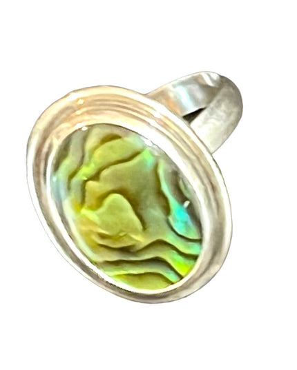 Stunning sterling silver 925 encased Abalone oval ring