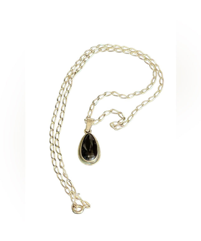 Sterling silver 925 Black onyx pendant necklace 20”