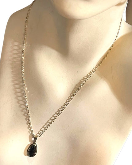 Sterling silver 925 Black onyx pendant necklace 20”