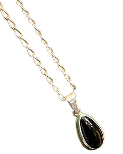 Sterling silver 925 Black onyx pendant necklace 20”