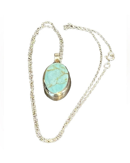 Sterling silver 925 Synthetic turquoise? Pendant necklace