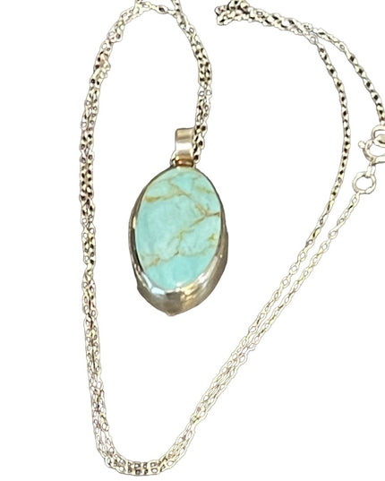 Sterling silver 925 Synthetic turquoise? Pendant necklace