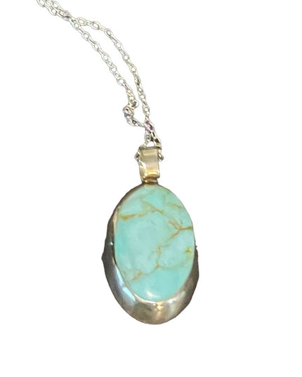 Sterling silver 925 Synthetic turquoise? Pendant necklace