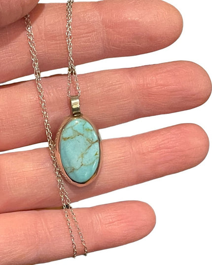 Sterling silver 925 Synthetic turquoise? Pendant necklace