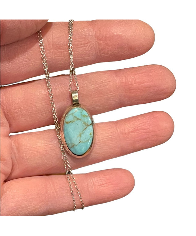 Sterling silver 925 Synthetic turquoise? Pendant necklace