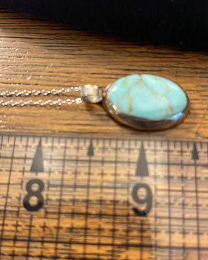 Sterling silver 925 Synthetic turquoise? Pendant necklace
