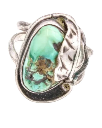 Vintage 1970s Navajo Native American Turquois handmade ring Southwestern