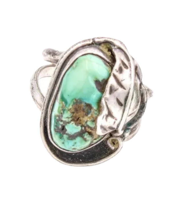 Vintage 1970s Navajo Native American Turquois handmade ring Southwestern